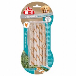 8in1 Delights Pro Dental Twisted Sticks Tavuklu Burgu Çubuğu Köpek Ödülü 55 Gr - 8in1