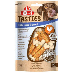 8in1 Tasties Calcium Bones Tavuk Sargılı Kemik Köpek Ödülü 85 Gr - 8in1