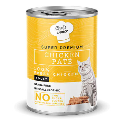 Chefs Choice Pate Chicken Tavuklu Tahılsız Ezme Yetişkin Kedi Konservesi 12 Adet 400 Gr - 1