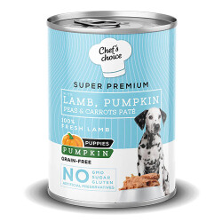 Chefs Choice Pumpkin Pate Puppy Kuzulu Balkabaklı Tahılsız Yavru Köpek Konservesi 12 Adet 400 Gr - Chefs Choice