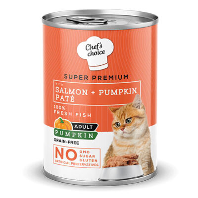 Chefs Choice Pumpkin Pate Somonlu Balkabaklı Tahılsız Yetişkin Kedi Konservesi 12 Adet 400 Gr - 1