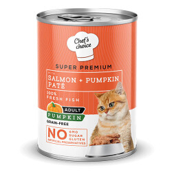 Chefs Choice Pumpkin Pate Somonlu Balkabaklı Tahılsız Yetişkin Kedi Konservesi 12 Adet 400 Gr - Chefs Choice