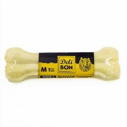 Delibon Beyaz Pres Deri Kemik Köpek Ödülü 15 Cm Medium - Delibon