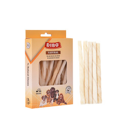 Dibo Sütlü Beyaz Burgu Çubuk Çiğneme Kemiği Köpek Ödülü 100 Gr 12 Cm - Dibo