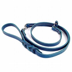 Doggie Boğmalı Deri Eğitim Köpek Gezdirme Tasması Royalblue 1,1x180 Cm - Doggie