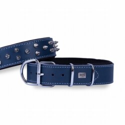 Doggie Çift Kat Deri Güçlü Çivili Köpek Boyun Tasması Royalblue 4x52-60 Cm - Doggie