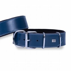 Doggie Çift Kat Deri Köpek Boyun Tasması Royalblue 5x50-60 Cm - Doggie