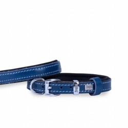 Doggie Konfor Deri Köpek Boyun Tasması Royalblue 1,5x20 25 Cm - Doggie