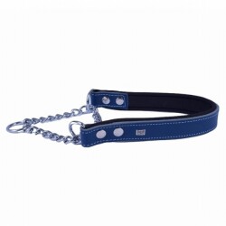 Doggie Konfor Deri Zincirli Boğma Köpek Eğitim Tasması Royalblue 2,5x45 55 Cm - Doggie