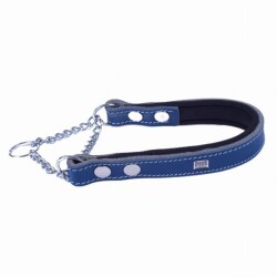 Doggie Konfor Deri Zincirli Boğma Köpek Eğitim Tasması Royalblue 2x35 45 Cm - Doggie