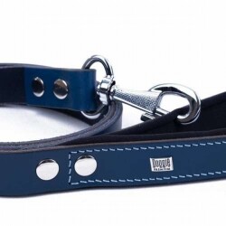 Doggie Konfor Klasik Deri Köpek Gezdirme Tasması Royalblue 2,5x120 Cm - 3