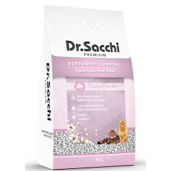 Dr.Sacchi Premium Bebek Pudrası Kokulu Bentonit İnce Taneli Topaklanan Kedi Kumu 10 Lt - Dr.Sacchi