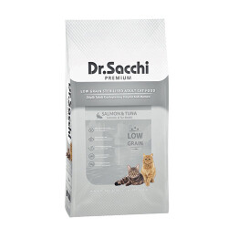 Dr.Sacchi Premium Sterilised Somon ve Ton Balıklı Düşük Tahıllı Kısırlaştırılmış Kedi Maması 10 Kg - Dr.Sacchi