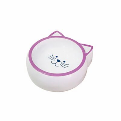 EuroCat Kedi Motifli Mama Su Kabı 210 Ml Mor - 1