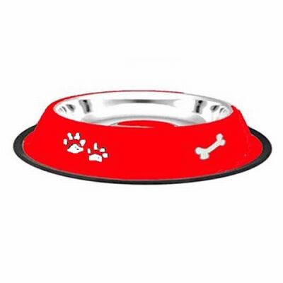 EuroDog Pati Kemik Desenli Metal Köpek Mama Su Kabı 16 Oz 15,5 Cm - 2