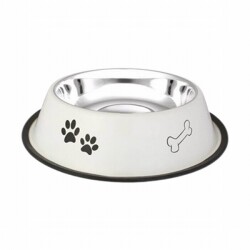 EuroDog Pati Kemik Desenli Metal Köpek Mama Su Kabı 8 Oz 12 Cm - EuroDog