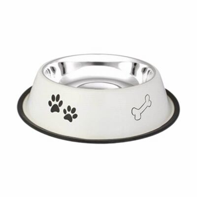 EuroDog Pati Kemik Desenli Metal Köpek Mama Su Kabı 8 Oz 12 Cm - 1