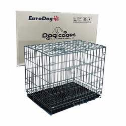 EuroDog Siyah Tabanlı Dövme Köpek Kafesi 107x70x77 Cm - EuroDog