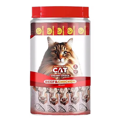 EuroGold Cat Sıvı Kedi Ödülü Dana Etli ve Tavuklu 30x15 Gr - 1