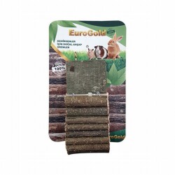 EuroGold Doğal Ahşap Kemirgen Merdiveni Tek Platformlu 7x30 Cm - EuroGold