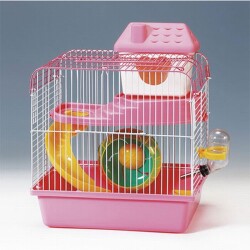 EuroGold Hamster Kafesi Pembe Beyaz 23x17x25 Cm - EuroGold