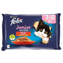 Felix Multipack Junior Sığır Etli ve Tavuklu Yavru Kedi Konservesi 4x85 Gr - Felix