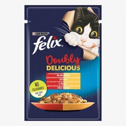 Felix Pouch Çifte Lezzet Sığır Etli ve Tavuklu Yetişkin Kedi Konservesi 12 Adet 85 Gr - Felix