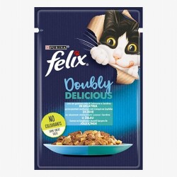 Felix Pouch Çifte Lezzet Somonlu ve Sardalyalı Yetişkin Kedi Konservesi 12 Adet 85 Gr - Felix