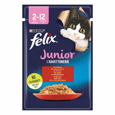 Felix Pouch Junior Sığır Etli Yavru Kedi Konservesi 12 Adet 85 Gr - 1