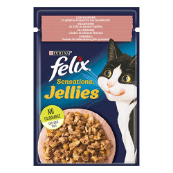 Felix Pouch Sensation Jellies Somonlu ve Karidesli Yetişkin Kedi Konservesi 12 Adet 85 Gr - Felix