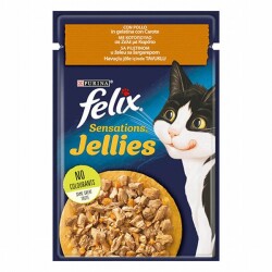 Felix Pouch Sensations Jellies Tavuklu ve Havuçlu Yetişkin Kedi Konservesi 12 Adet 85 Gr - Felix