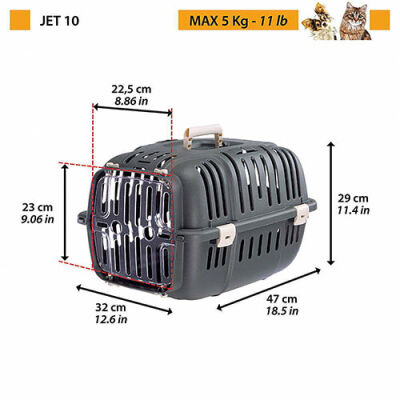 Ferplast Jet 10 Küçük Irk Köpek ve Kedi Taşıma Çantası Gri 32x47x29 Cm - 2