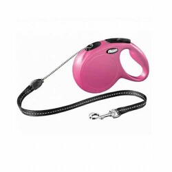 Flexi New Classic Otomatik İp Köpek Gezdirme Tasması Medium 5 Mt Pembe - Flexi