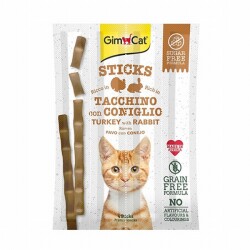 GimCat Sticks Hindili ve Tavşanlı Tahılsız Kedi Ödül Çubukları 20 Gr - GimCat