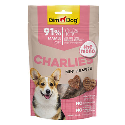 GimDog Charlies Mini Hearts Domuz Etli Tahılsız ve Şekersiz Köpek Ödülü 70 Gr - 1