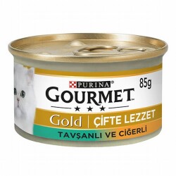 Gourmet Gold Çifte Lezzet Ciğerli Tavşanlı Yetişkin Kedi Konservesi 85 Gr - Gourmet Gold