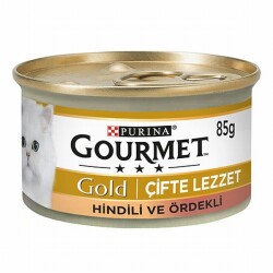 Gourmet Gold Çifte Lezzet Parça Etli Hindili Ördekli Yetişkin Kedi Konservesi 12 Adet 85 Gr - Gourmet Gold