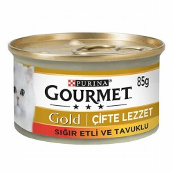 Gourmet Gold Çifte Lezzet Sığır Etli Tavuklu Yetişkin Kedi Konservesi 12 Adet 85 Gr - Gourmet Gold