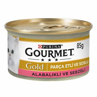 Gourmet Gold Parça Etli Soslu Alabalık Sebzeli Yetişkin Kedi Konservesi 12 Adet 85 Gr - 1