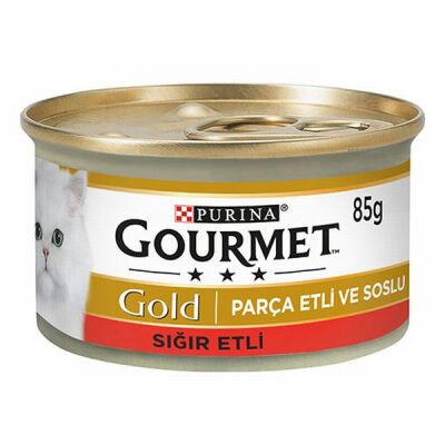 Gourmet Gold Parça Etli Soslu Sığır Etli Yetişkin Kedi Konservesi 12 Adet 85 Gr - 1