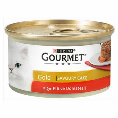 Gourmet Gold Savoury Cake Sığır Etli Domatesli Yetişkin Kedi Konservesi 12 Adet 85 Gr - 1