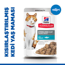 Hill’s SCIENCE PLAN Chunks Gravy Pouch Sterilised Alabalıklı Kısırlaştırılmış Kedi Konservesi 6 Adet 85 Gr - Hill's Science Plan