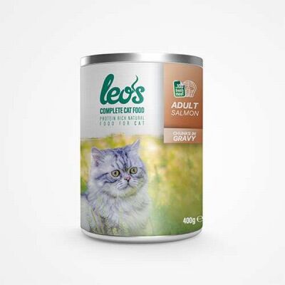 Leos Somon Parça Etli Soslu Yetişkin Kedi Konservesi 12 Adet 400 Gr - 1