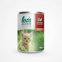 Leos Tavuk Parça Etli Soslu Yavru Kedi Konservesi 12 Adet 400 Gr - Leos