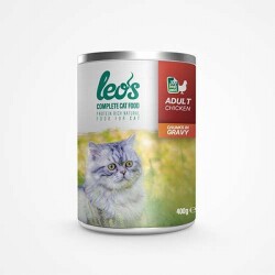 Leos Tavuk Parça Etli Soslu Yetişkin Kedi Konservesi 12 Adet 400 Gr - Leos