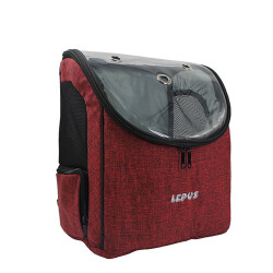 Lepus Backpack Şeffaf Kapaklı Kedi ve Köpek Taşıma Çantası Bordo 30x25x40 Cm - Lepus