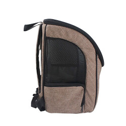 Lepus Backpack Şeffaf Kapaklı Kedi ve Köpek Taşıma Çantası Kahverengi 30x25x40 Cm - 2