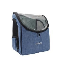 Lepus Backpack Şeffaf Kapaklı Kedi ve Köpek Taşıma Çantası Mavi 30x25x40 Cm - Lepus