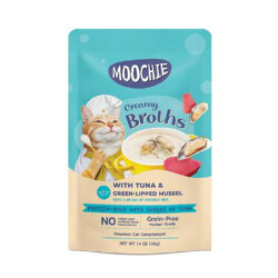 Moochie Parça Ton Balık ve Yeşil Dudaklı Midye Tahılsız Kedi Çorbası 40 Gr - Moochie