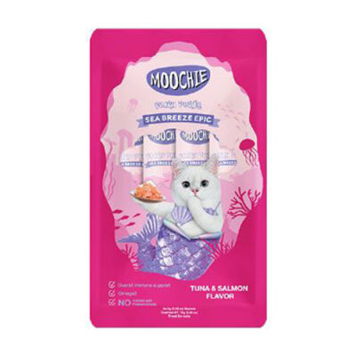 Moochie Ton Balıklı ve Somonlu Sıvı Kedi Ödül Maması 5x15 Gr - 1